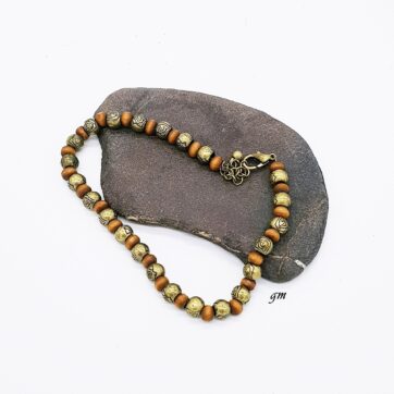 Esoterik Armband Kugeln Holz und Metall