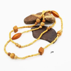 Modeschmuck, Halskette Holzperlen, 70er