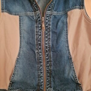 ärmelose Jeans-weste, blau beige mit Reißverschluss, CECIL