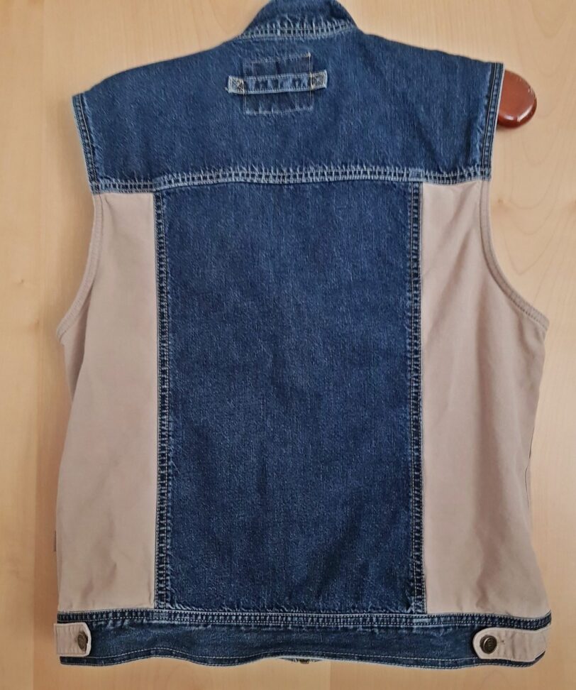 ärmelose Jeans-weste, blau beige mit Reißverschluss, CECIL