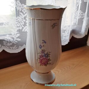 Blumenvase Holloháza 70er Blütenmuster