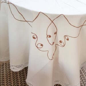 vintage Baumwolltischdecke mit Muster