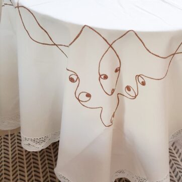 vintage Baumwolltischdecke mit Muster