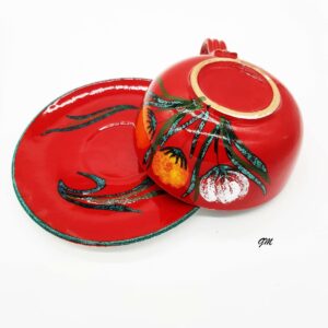rote Mueslischale aus Keramik