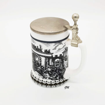 Bierkrug, Bierseidel Henkel Zinndeckel