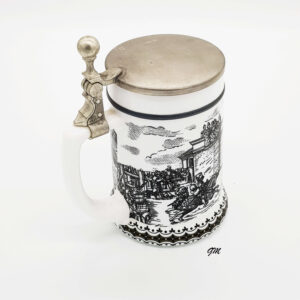 Bierkrug, Bierseidel Henkel Zinndeckel