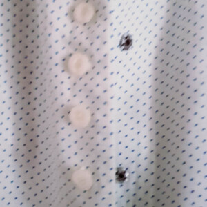 Vintage, handgemachte weiße Bluse mit blauen Punkten, 50er