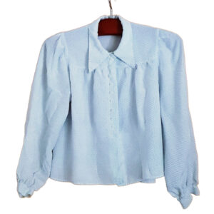 Vintage, handgemachte weiße Bluse mit blauen Punkten, 50er