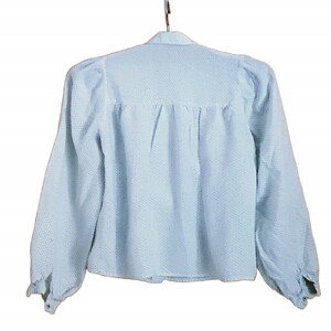 Vintage, handgemachte weiße Bluse mit blauen Punkten, 50er