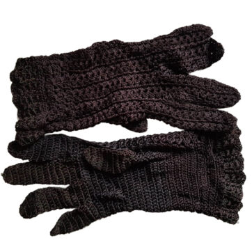 Vintage, gehäkelte Handschuhe, Damen, braun, 40er Jahre