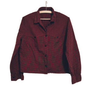 Vintage, rot-schwarz-karierte Bluse 60er