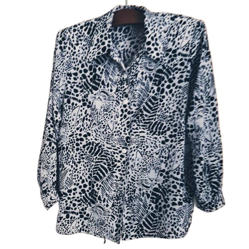 Vintage, gemusterte Bluse 80er Jahre, Blusenshirt