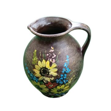 vintage, handgemalte Tonvase aus den 90ern