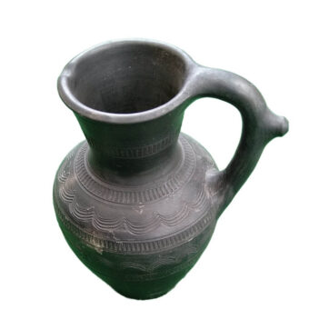 vintage, schwarze Tonvase aus Mohác Ungarn