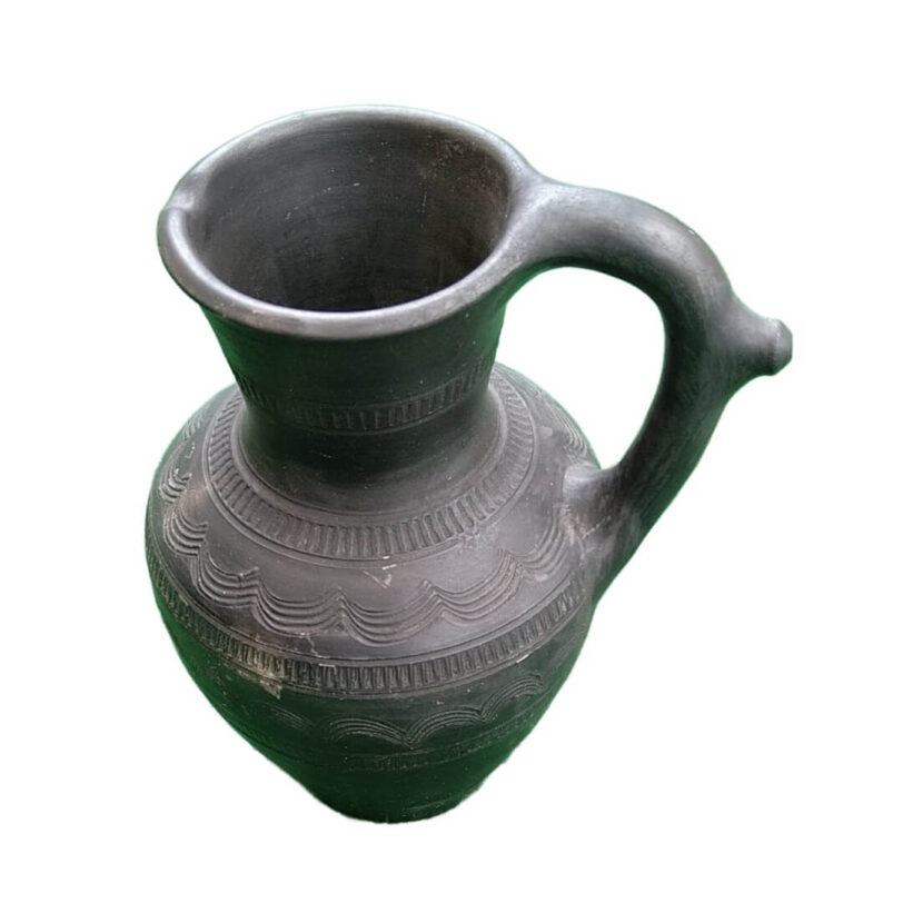 vintage, schwarze Tonvase aus Mohác Ungarn