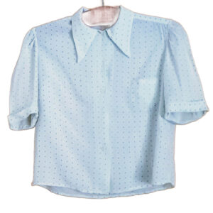 Vintage, weiße Bluse mit blauen und roten Punkten, 50er