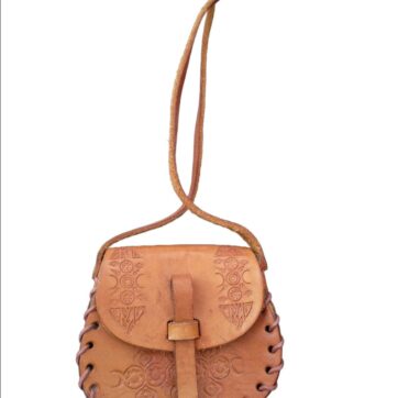 Vintage - braune Lederhandtasche für Kinder - 80er Boho