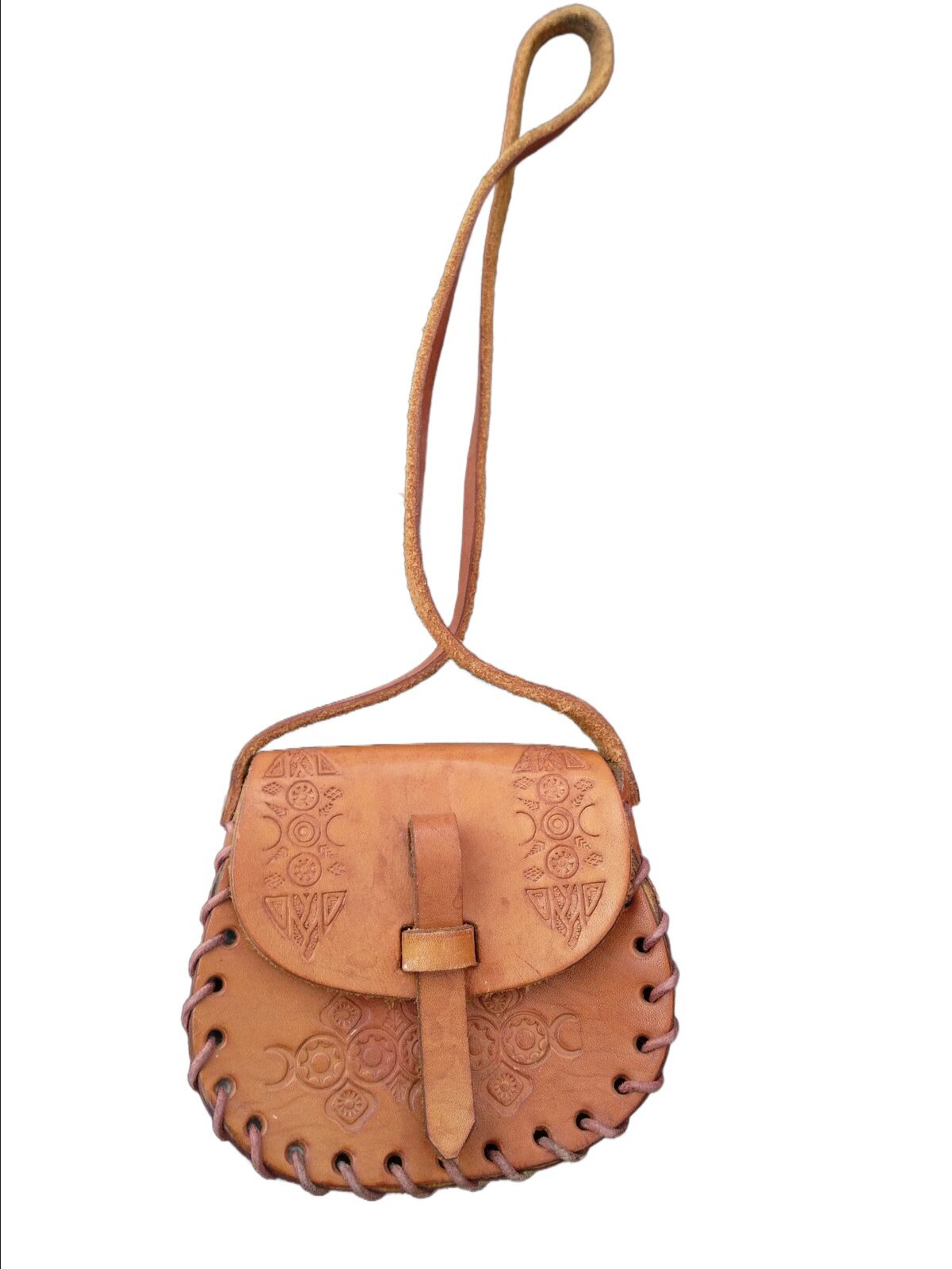 Vintage - braune Lederhandtasche für Kinder - 80er Boho